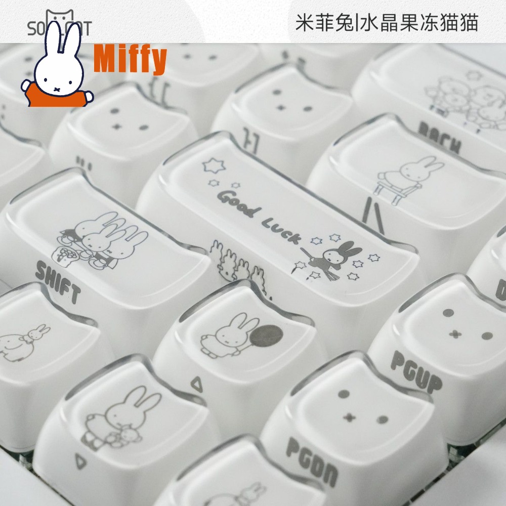 Gaming Accessories Aesthetic - Kawaii Miffy Keycaps Kelinci Lucu Penutup