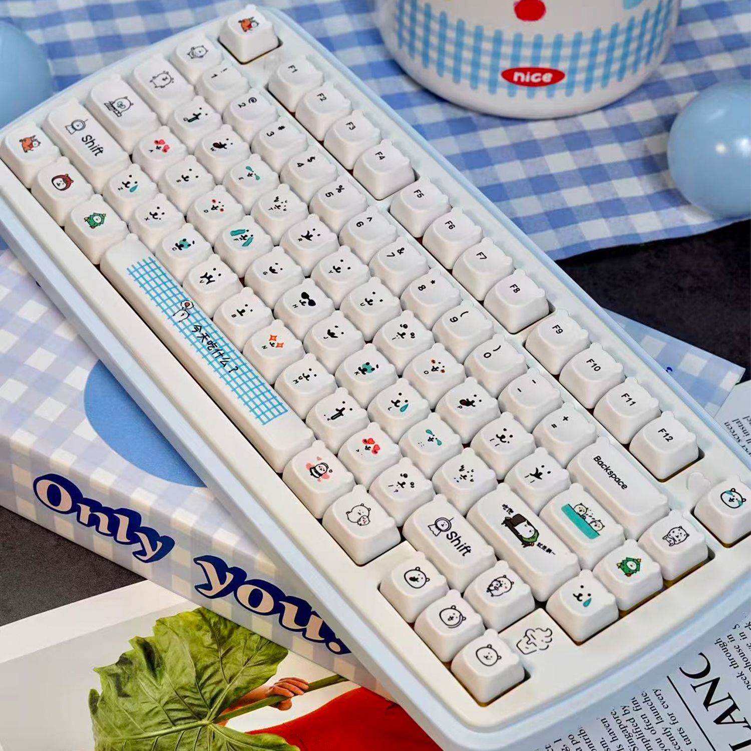 Keycap PBT Beruang Kartun Lucu - Gaming Accessories Aesthetic ulasan dan harga