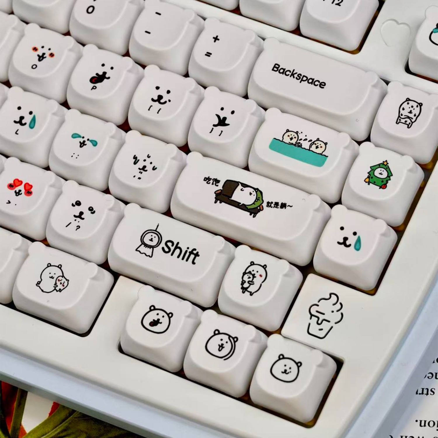 Keycap PBT Beruang Kartun Lucu - Gaming Accessories Aesthetic ulasan dan harga