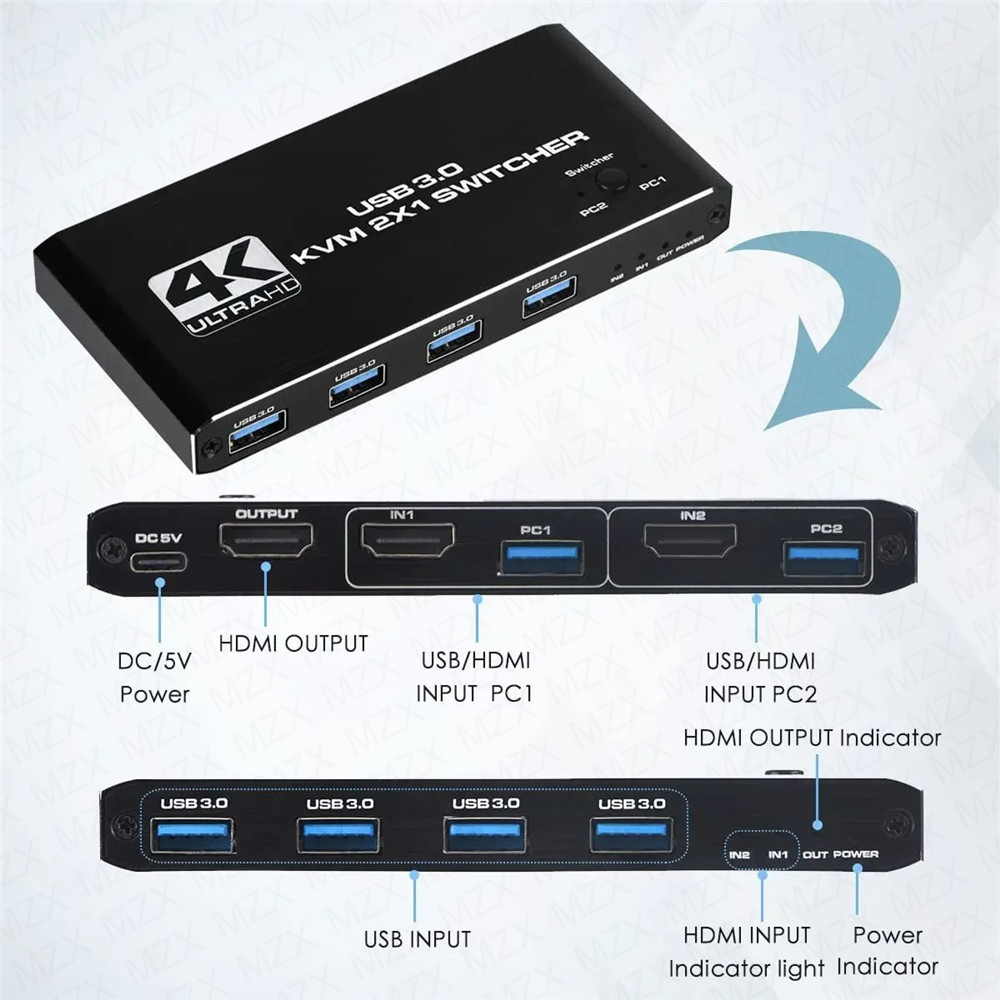 KVM Switch 4K 60Hz Switcher US - Gaming Accessories Rack ulasan dan harga
